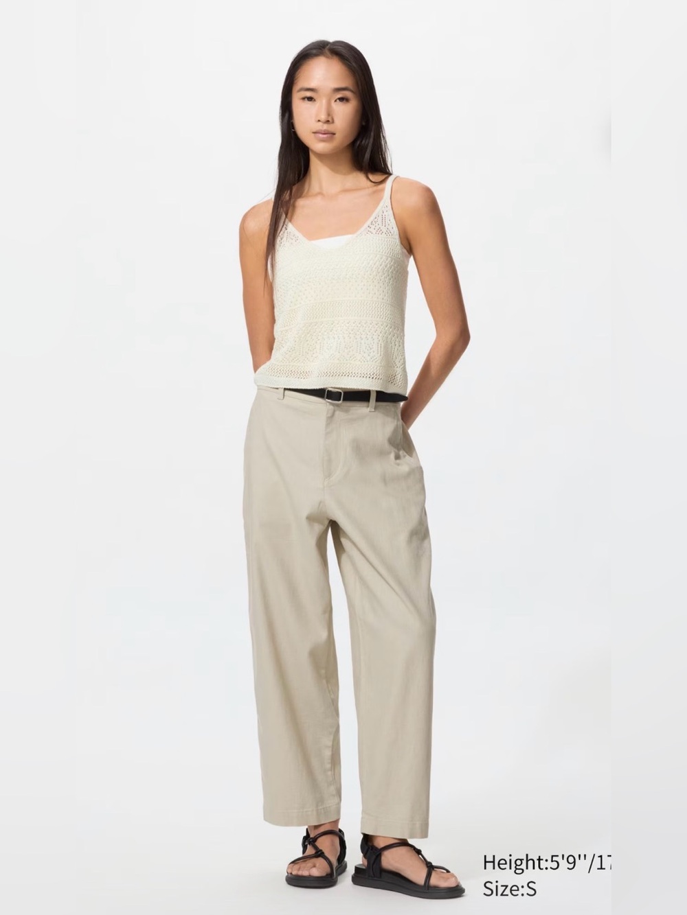 Uniqlo linen and cotton tapered Pants in Beige